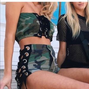 SET LF Furst of a kind Camo Shorts and tube top